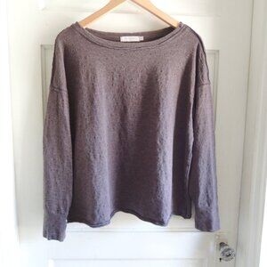 Mododoc LA Brown Slub Knit Lagenlook Top M *Runs L